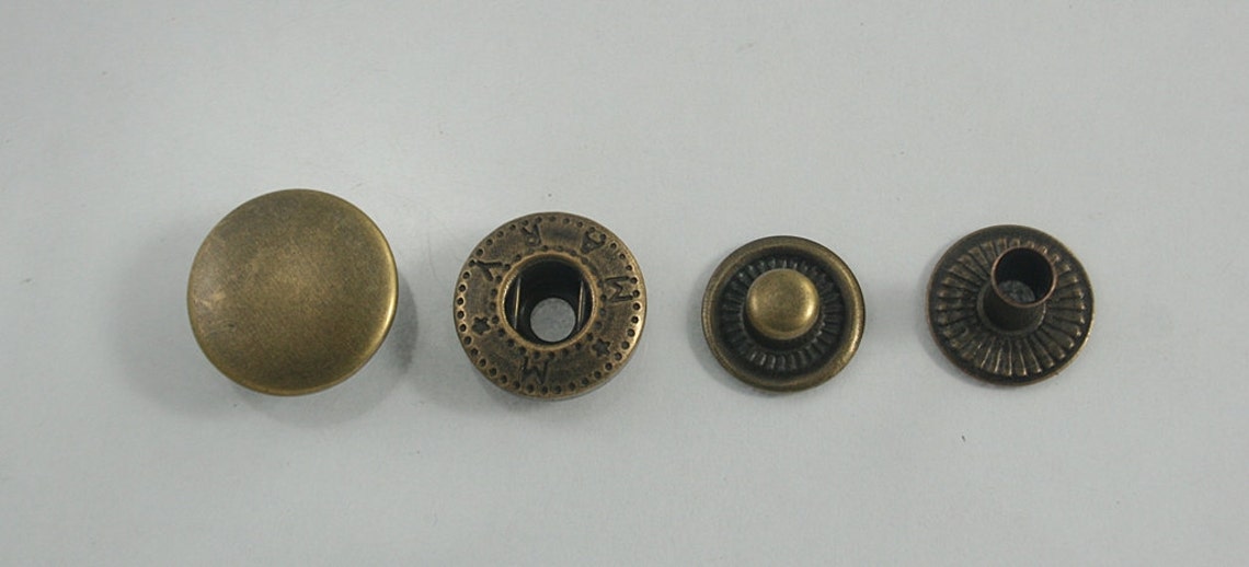 40 Sets.antique Brass Snap Buttons Fasteners Rivet Stud Etsy