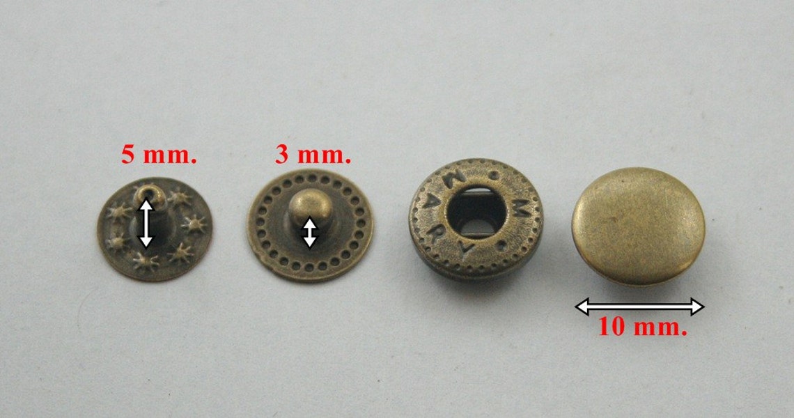 200 Sets.antique Brass Snaps Buttons Fasteners Rivet Stud Etsy