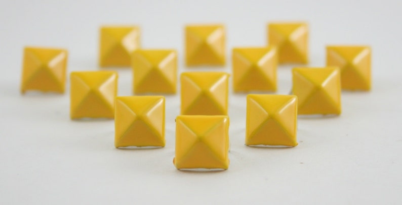 50 Pcs Yellow Pyramid Studs Rivets Biker Spikes Spots Etsy