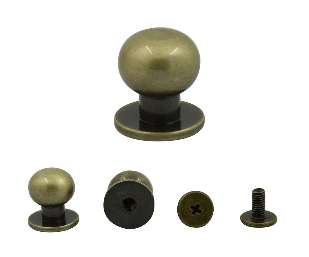 10 pcs. Brush Brass Ball Studs Screw back Buttons Leather Etsy