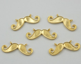 5 pcs.Zinc Gold Mustache Charms Pendants Decorations Findings 28 mm. MUT G28 RC