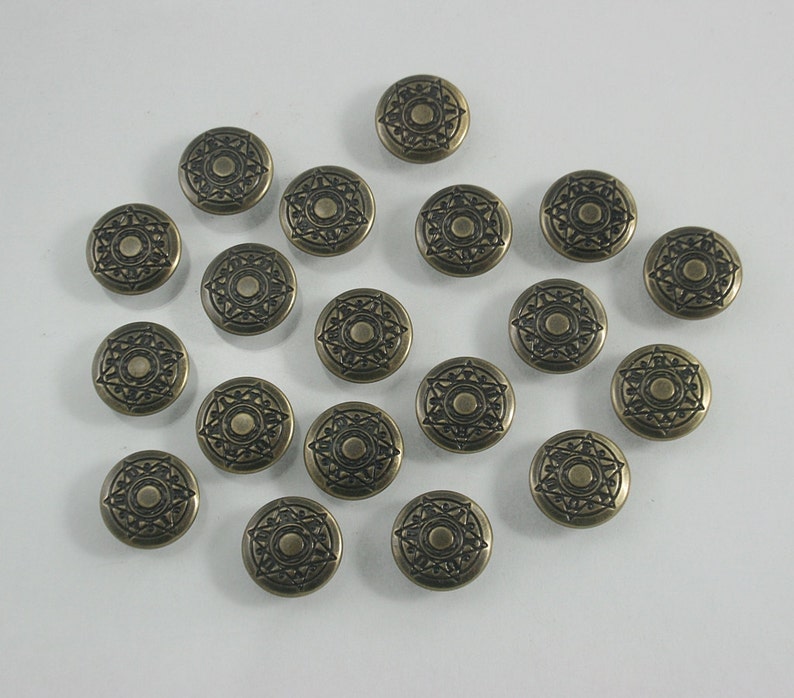 100 sets. Antique Brass Vintage Star Buttons Metal Rapid Rivet Etsy