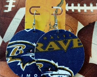 Handcrafted Baltimore Football Fabric Styled Earrings
