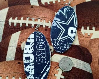 Handcrafted Dallas Fabric Styled Woodbacked Earring