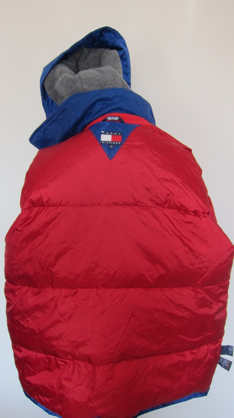 Vintage 90/'s TOMMY HILFIGER Blue Down Coat Jacket Size XL
