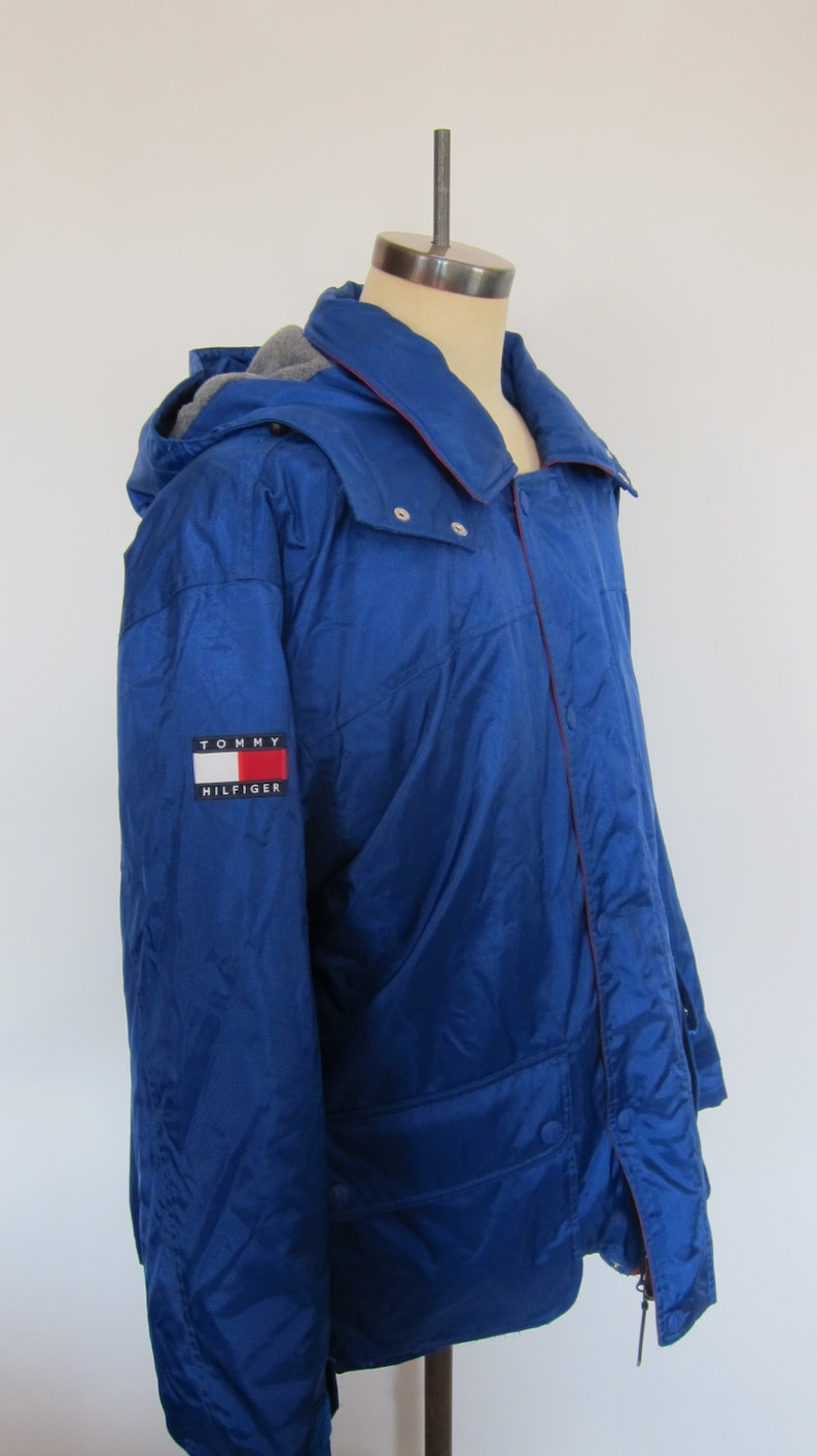 Vintage 90/'s TOMMY HILFIGER Blue Down Coat Jacket Size XL