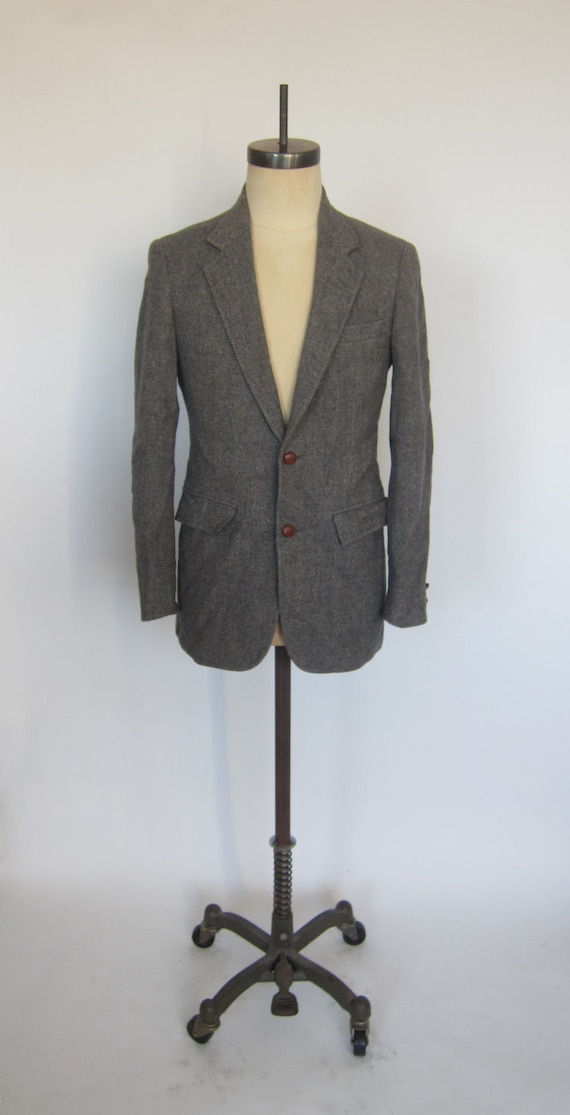 Vintage GANT TWEED Harringbone Grey Sports Coat Bl