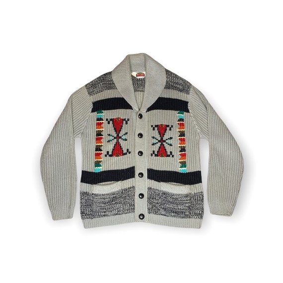 Vintage 70s Miller Outerwear AZTEC Cowichan Cardi… - image 1