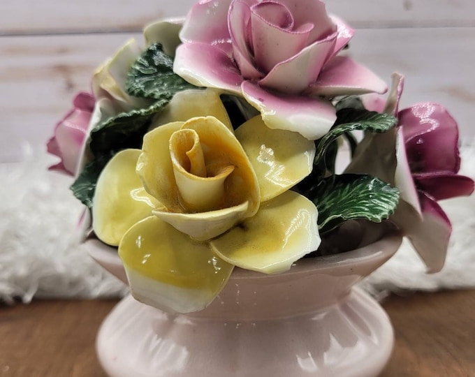 Thorley Porcelain Flower Figurine, Flower Bouquet, England, Vintage