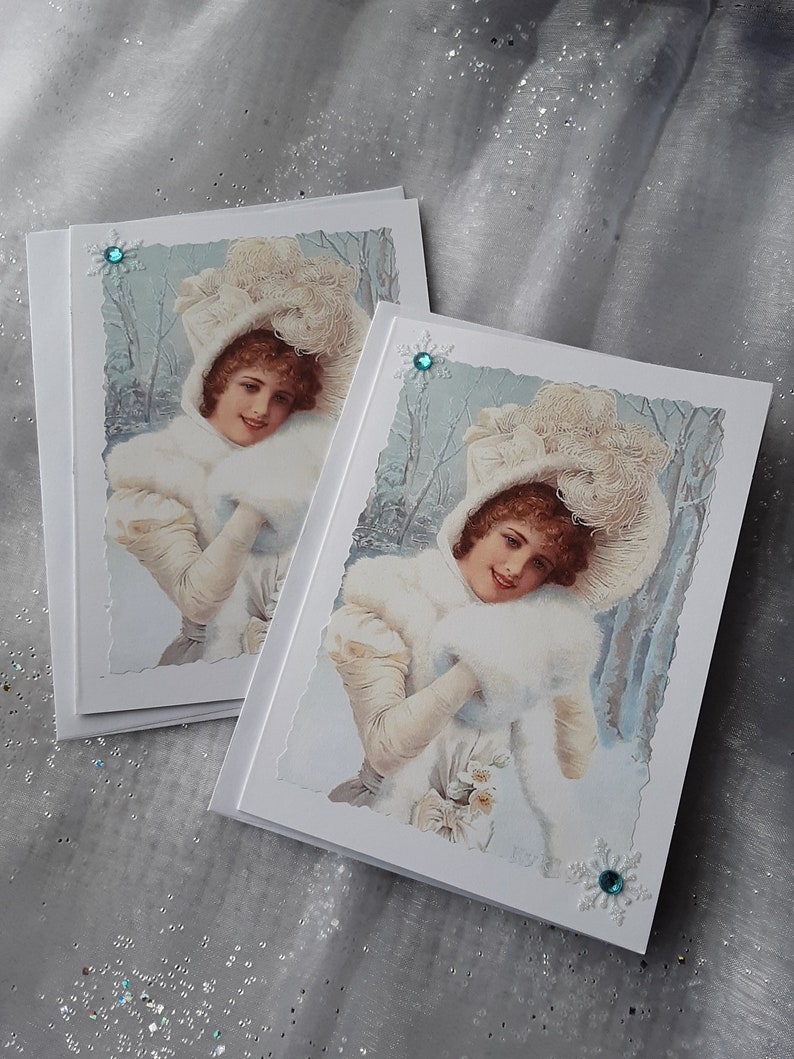 Victorian Christmas Card Handmade Vintage Greeting Card image 0