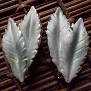 Green Leaf Earrings, Vintage Metal Clip Earrings, Large Green Leaf, Jewelry For Her