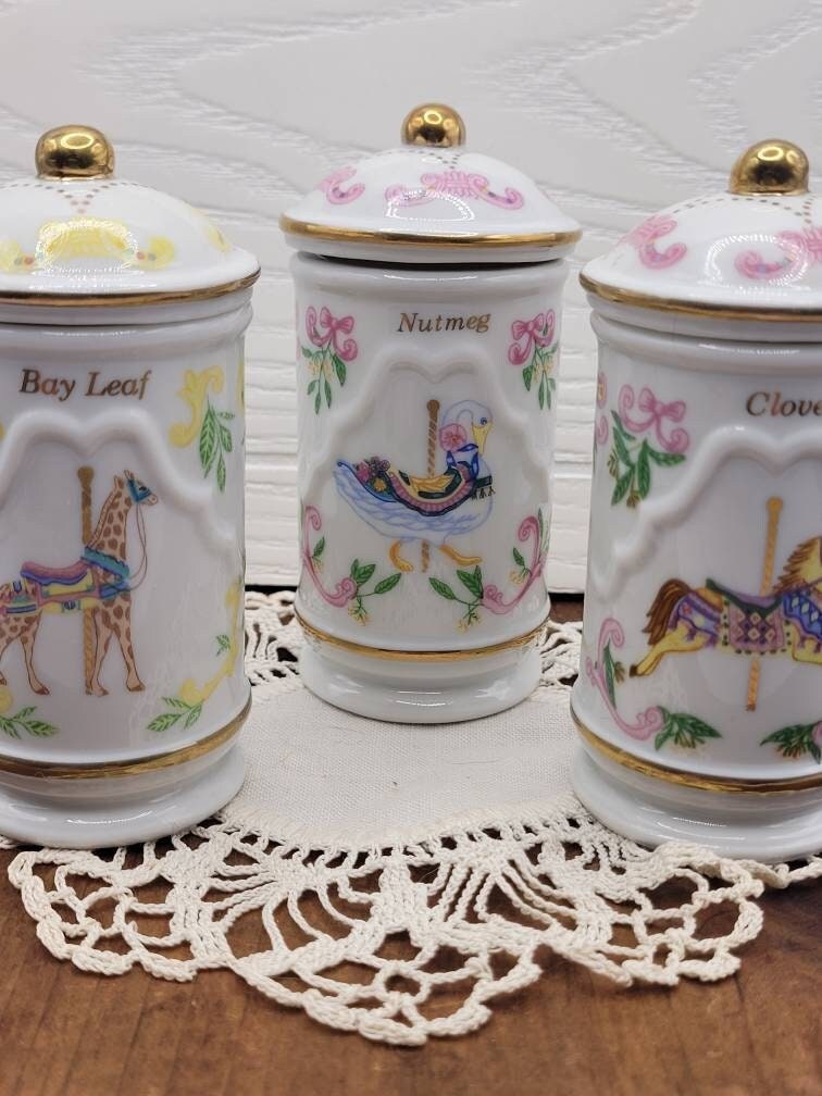 Vintage Lenox Carousel Spice Jar Set
