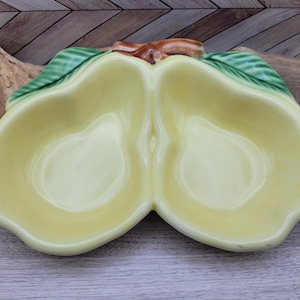 Vintage Pear Serving Bowls, Set of 2, Yellow and Green, Ceramic Fruit Bowl
