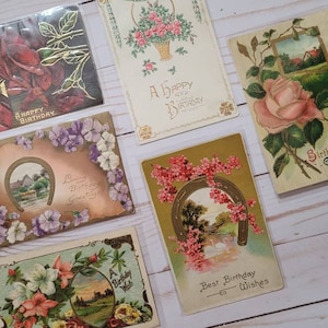 Antique Birthday Postcard Lot, Early 1900s