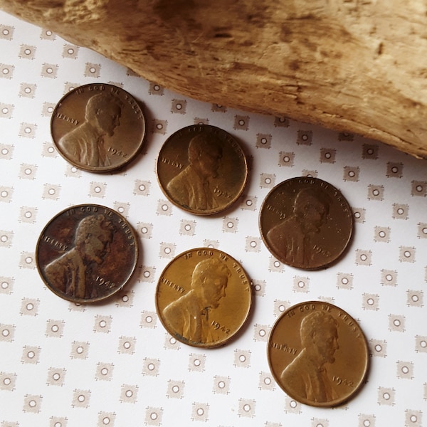 1942 Wheat Pennies, No Mint Mark, Vintage Lincoln Copper Penny Lot