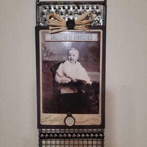 Rallador vintage reciclado, tarjeta de bebé, decoración vintage, adorno para pared