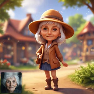 Custom AI Cartoon Portrait – Personalized Digital Grandmother Character