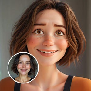カスタムピクサースタイルの漫画カップルポートレート、写真からパーソナライズされた3Dデジタルアートワーク、結婚式や記念日の楽しいギフト