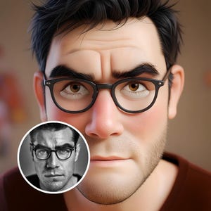 3Dピクサースタイルの漫画の肖像画、写真からパーソナライズされたデジタル描画、カップル、家族、友人へのユニークなギフト