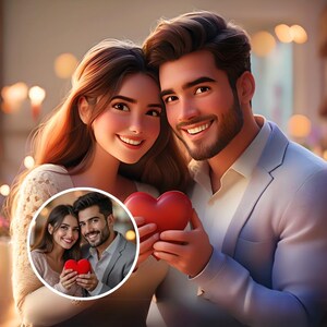 写真から作る 3D ピクサー スタイルの漫画ポートレート、パーソナライズされたデジタル アートワーク、誕生日、記念日、特別な瞬間のためのユニークなギフトのアイデア