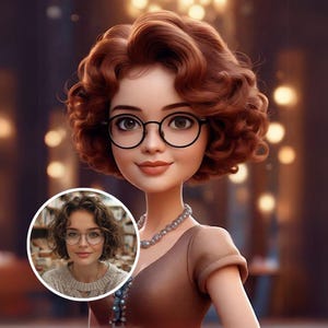 Retrato vintage con IA personalizado / Arte digital elegante de dibujos animados en 3D / Personaje de inspiración retro / Avatar atemporal personalizado / Descarga instantánea