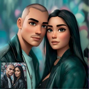 Ritratto di coppia AI personalizzato / Avatar romantico dei cartoni animati 3D / Arte d'amore digitale personalizzata / Design elegante del personaggio / Download immediato