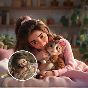 Ritratto di cartone animato da foto, disegno personalizzato 3D in stile Pixar, arte digitale personalizzata, regalo divertente per coppia o famiglia, stampa di alta qualità