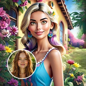 Retrato de fantasía con IA personalizado / Arte digital de dibujos animados 3D encantados / Avatar inspirado en cuentos de hadas / Personaje con estética floral / Descarga instantánea