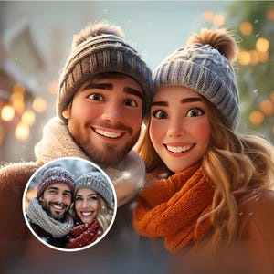 Personalized Pixar Style Cartoon Portrait, Custom 3D Digital Drawing from Photo, Unique Artwork Gift for Couples, Family & Friends
