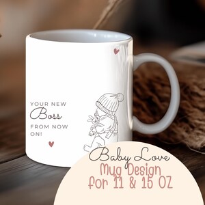 New Parents Gift Baby Shower Mug Mummy Daddy Coffee Cup First Time Mom and Dad Mug Wrap 11oz 15oz Sublimation PNG Baby Arrival Gift Parents