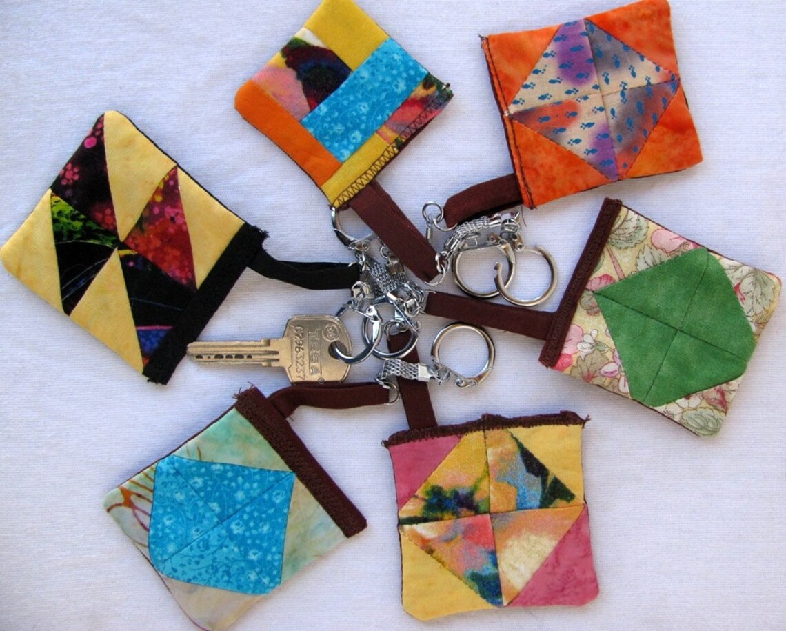 Quilted Key Chain with Customized Embroidered Name Etsy