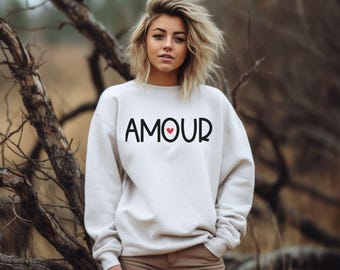 Amour Heart Sweatshirt | Unisex Crewneck, Valentine's Gift