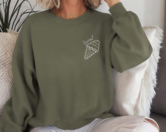 Eis Sweatshirt, Gestickter Dessert Pullover