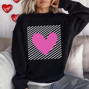 Heart Graphic Sweatshirt, Valentine's Day Crewneck Pullover image 7