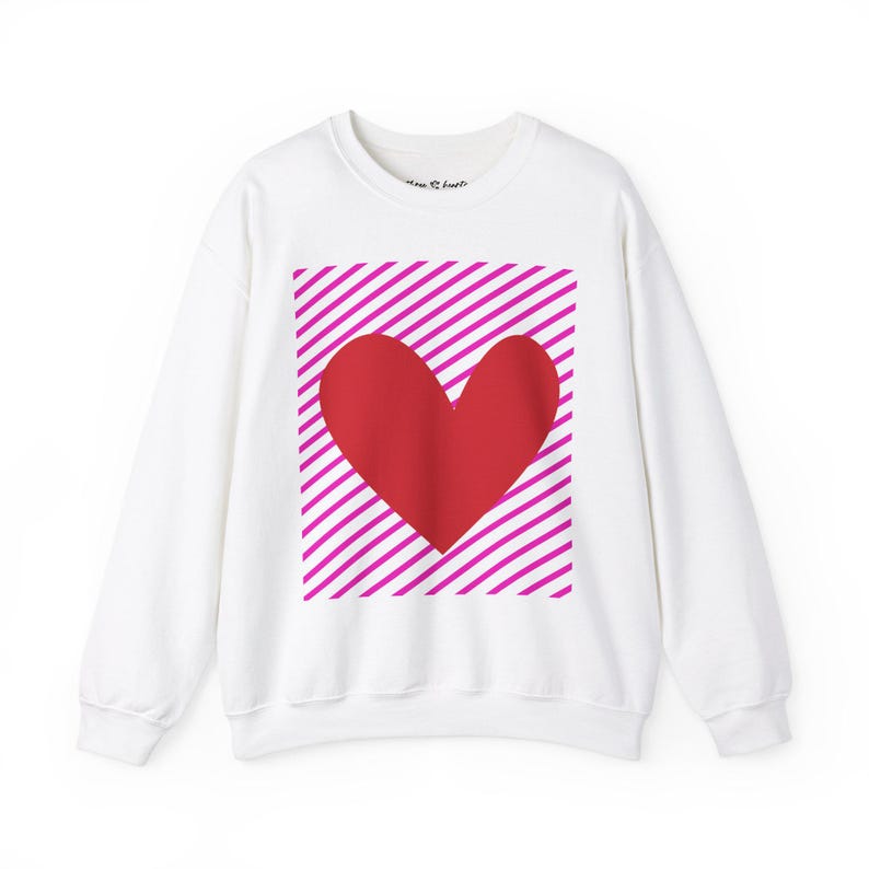 Heart Graphic Sweatshirt, Valentine's Day Crewneck Pullover image 2