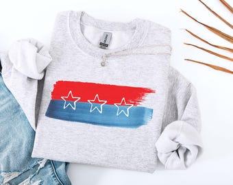 Patriotic Stars and Stripes Sweatshirt, 4th of July Crewneck