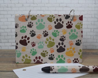 Dog Paw Prints, Index Card Binder, New Puppy Owner Planning Journal