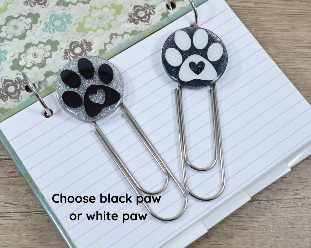 Dog Paw Print Jumbo Paperclip, Index Card Binder Bookmark, Gift for