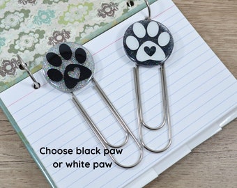 Dog Paw Print Jumbo Paperclip, Index Card Binder Bookmark, Gift for Book Lover, Fun Stationery Accessories