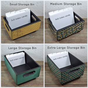 Storage Bin, Faux Ship Lap Design, Index Card Desk Organizer, Kitchen Recipe Holder image 4