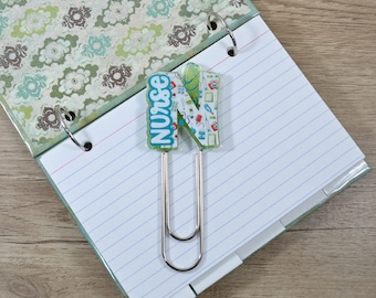 Nurse Jumbo Paperclip Bookmark, Medical Index Card Binder Clip, Nursing Student, Gift for Book Lover