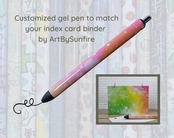 Customized Gel Pen to Match your Index Card Binder, Summer Rainbow, Medium Point 0.7 mm, Refillable Black Ink