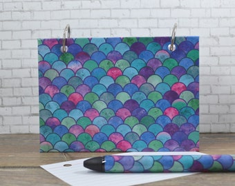 Index Card Binder, Laminated Hardcover Storage, Mermaid Scales