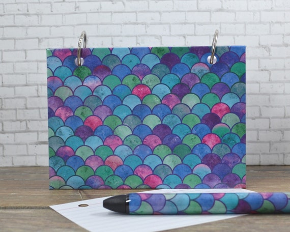 Index Card Binder, Laminated Hardcover Storage, Mermaid Scales, Matching  Gel Pen and Band Available - Etsy