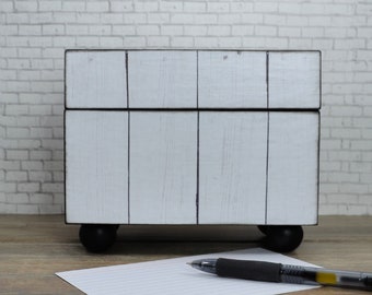 Recipe Card Box with a White Ship Lap Design, 4 x 6 Wedding Card Holder, Desktop Home Storage