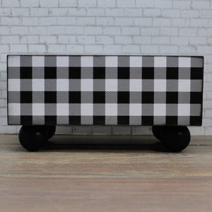 Storage Bin, Buffalo Plaid Black and White, Desk Organizer, Kitchen Recipe Holder
