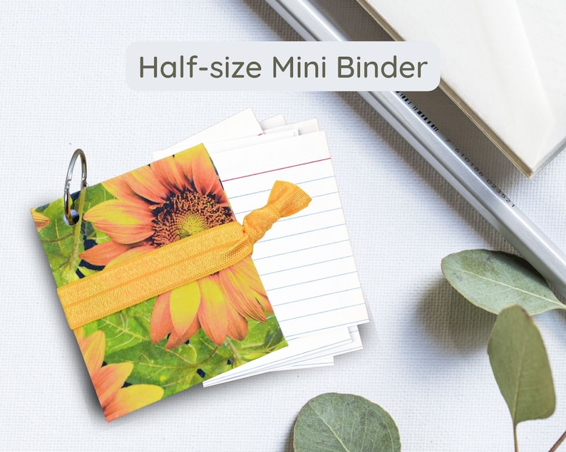 Mini Half Size Index Card Binder, Organize Writer Notes, Flashcards, Password Holder 3 image 2
