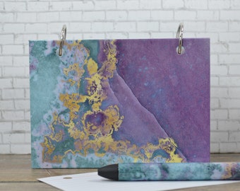 Index Card Binder, Mermaid Agate, Planning Journal or Address Book, Blank Tab Dividers