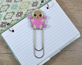 Baby Sloth Jumbo Paperclip Bookmark with a Big Heart, Index Card Binder  Clip, Gift for Book Lover