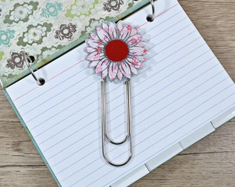 Sunflower Shaped Jumbo Paperclip Bookmark, Index Card Binder Clip, Gardeners Gift, Gift for Book Lover